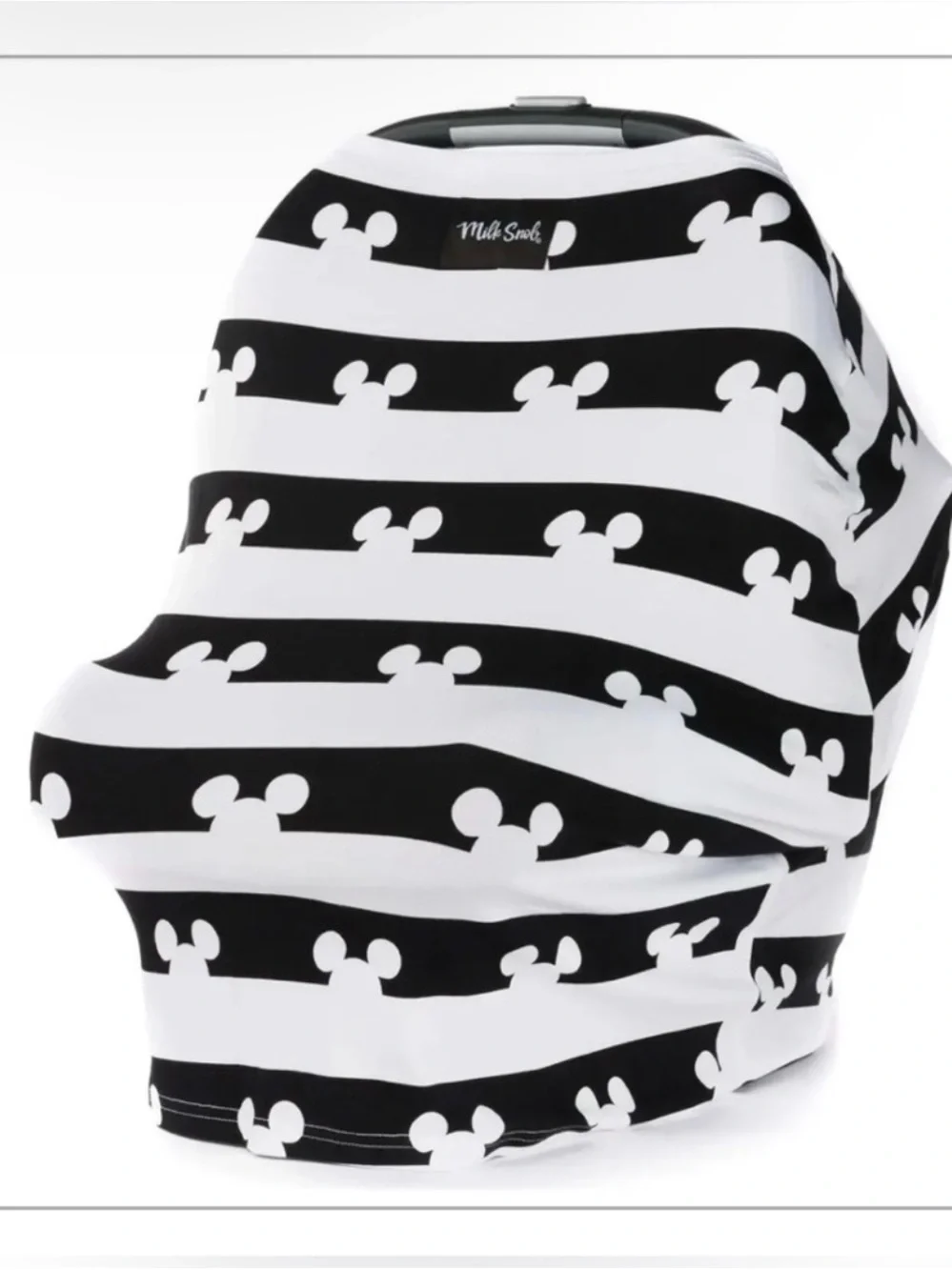 Black & White Striped Kids Diaper Cover with Playful Silhouette Pattern